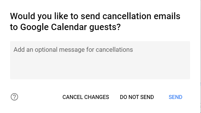 Google Calendar cancellation